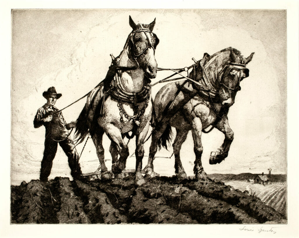 Spring Plowing. Artist: Louis Szanto. Date: 1942. Medium: etching.