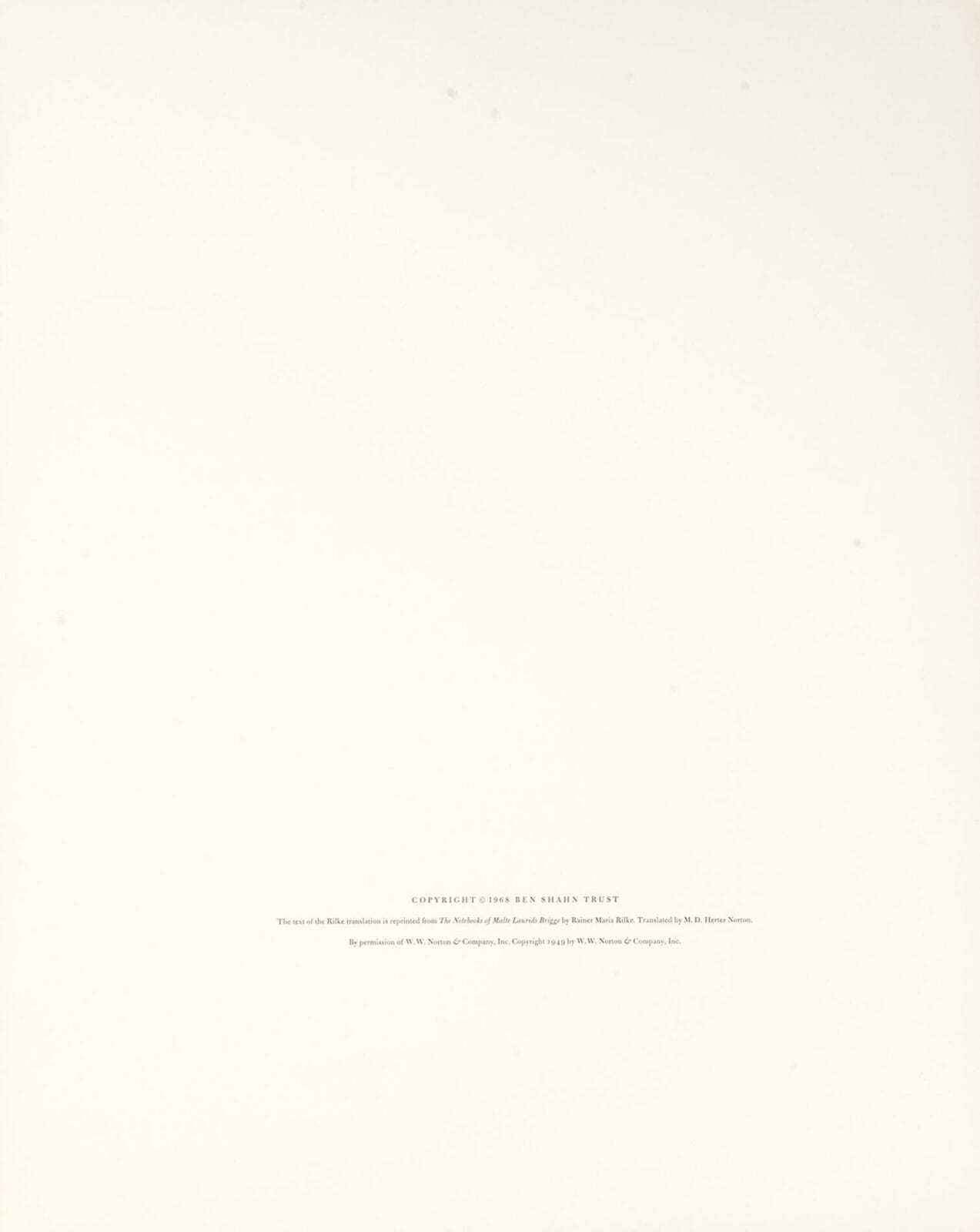 copyright page. Artist: Ben Shahn. Date: 1968. Medium: lithograph.