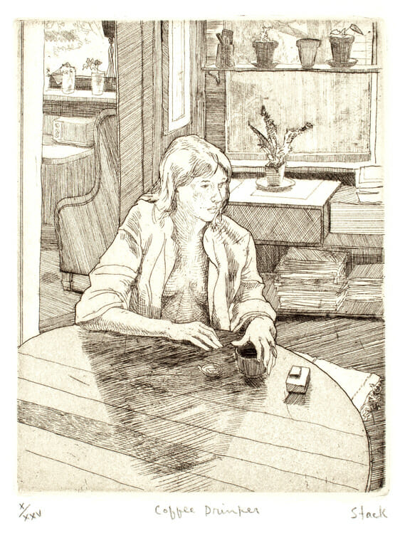 Coffee Drinker. Artist: Frank Stack. Date: 1975. Medium: etching.