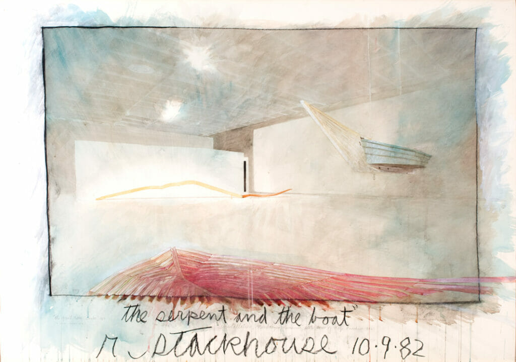 The Serpent and the Boat. Artist: Robert Stackhouse. Date: 1982. Medium: watercolor and charcoal on paper.