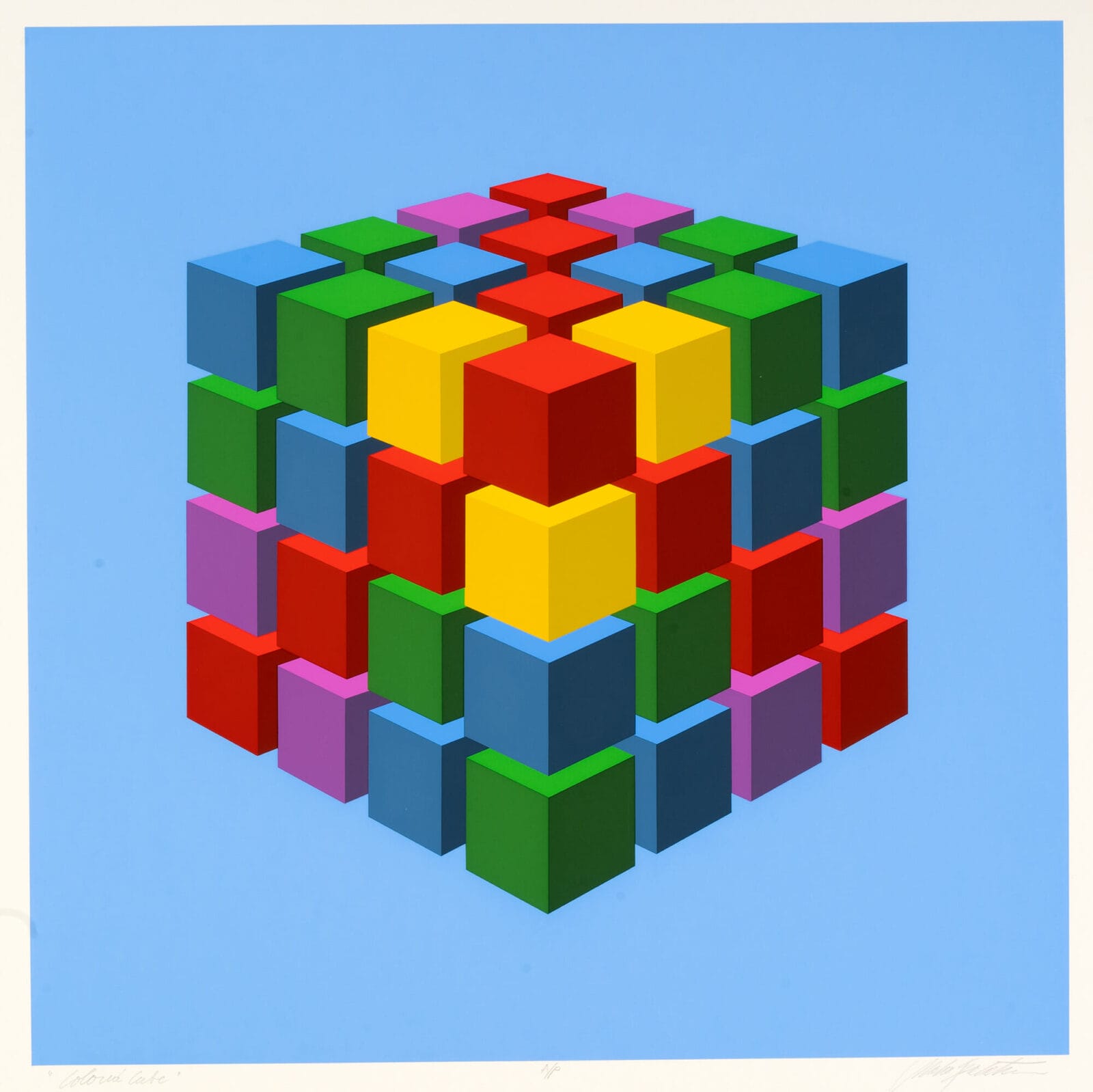 Colored Cube. Artist: Marko Spalatin. Date: 1970. Medium: screenprint.
