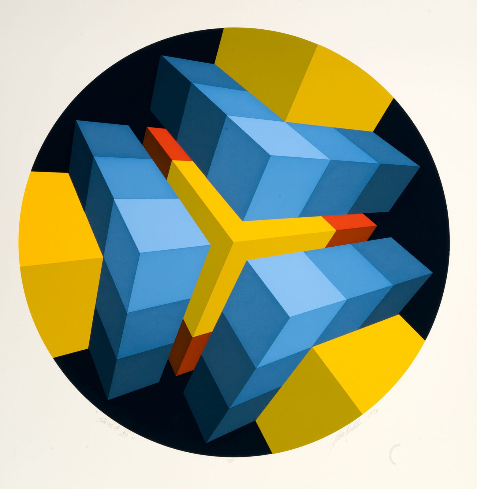 Cube Cluster IV. Artist: Marko Spalatin. Date: 1971. Medium: screenprint.