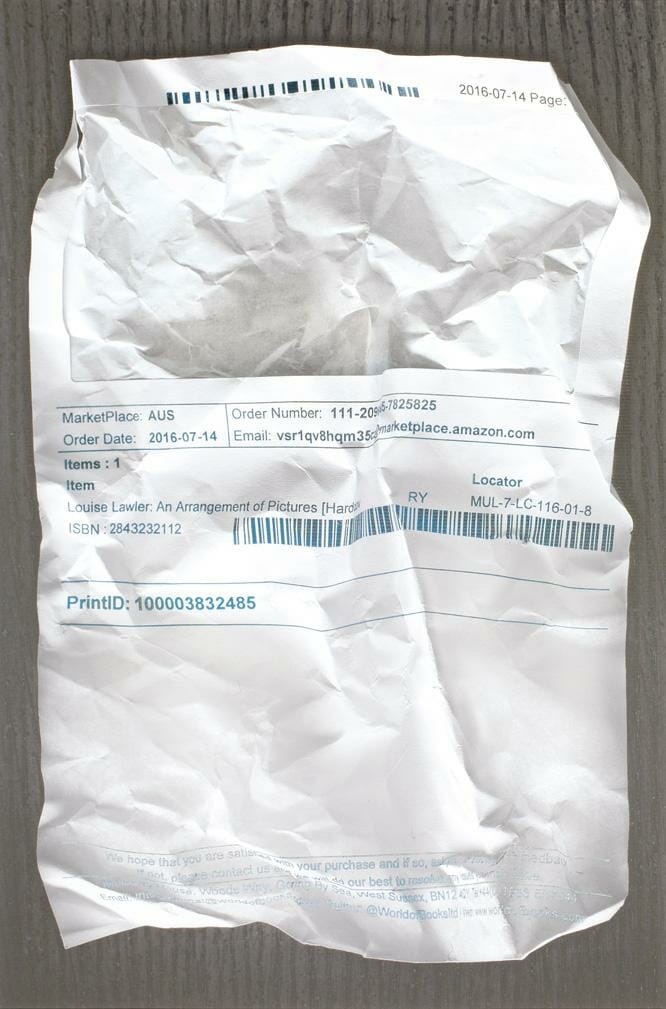 Discarded Amazon Invoice (Louise Lawler). Artist: James Cagle. Date: 2016. Medium: archival digital pigment print.