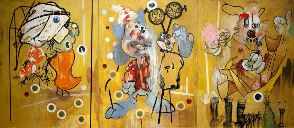 Elegy for a Dead Dog. Artist: T.L. Solien. Date: 2002. Medium: oil and enamel on canvas.
