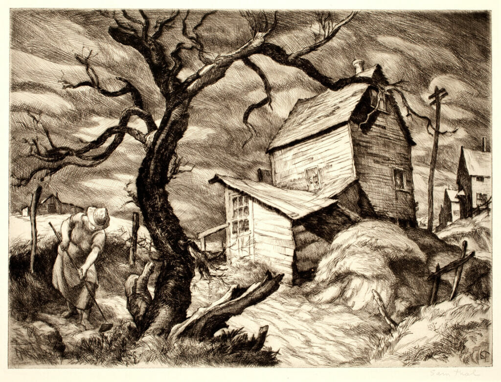 Jerome’s House, Buzzard’s Bay. Artist: Sam Thal. Medium: etching.