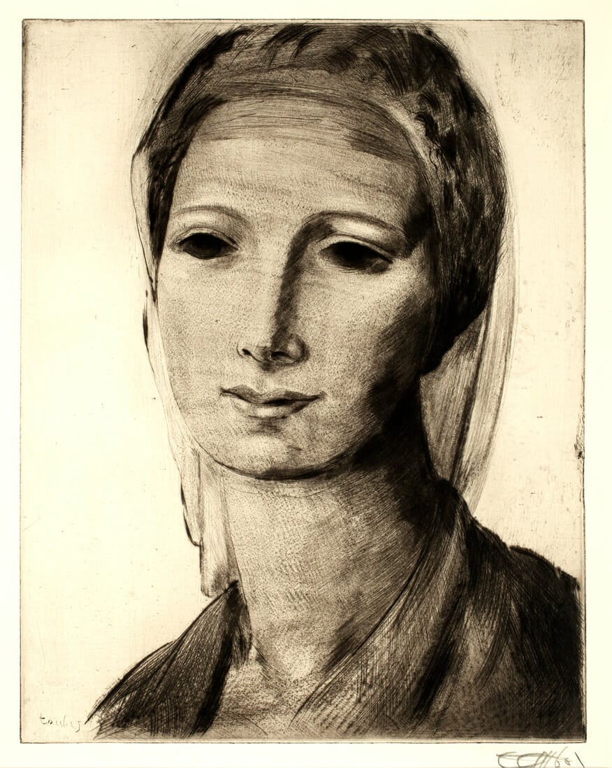 Head of a Girl. Artist: Frederic Taubes. Medium: etching.