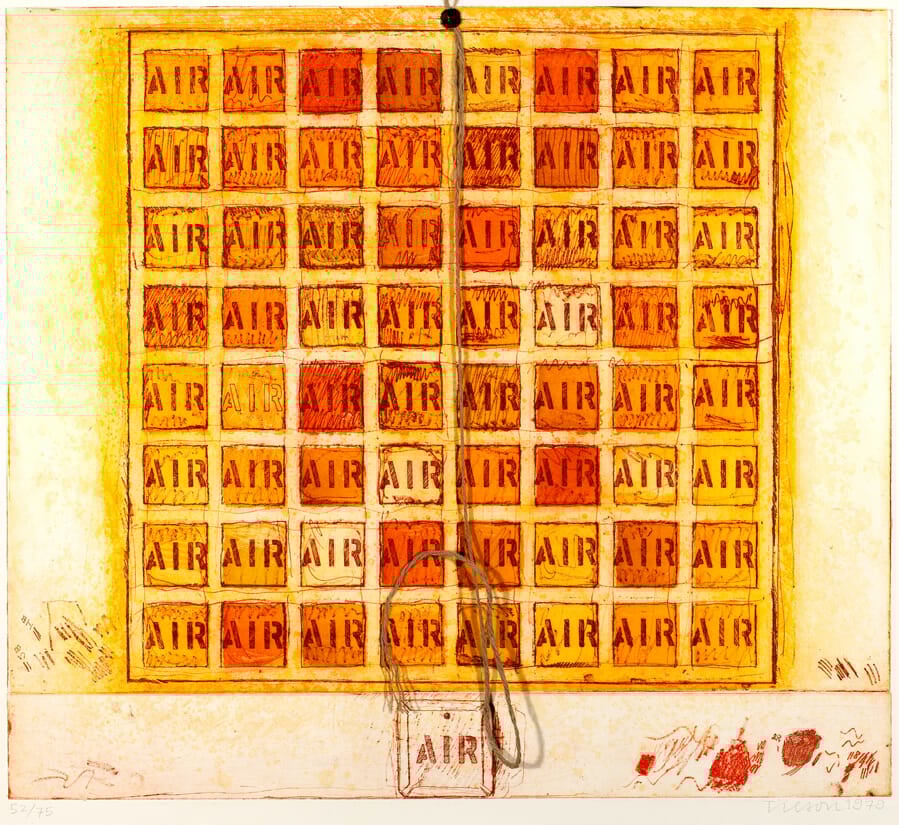 Air Mantra. Artist: Joe Tilson. Date: 1979. Medium: etching and collage with metal fastener.