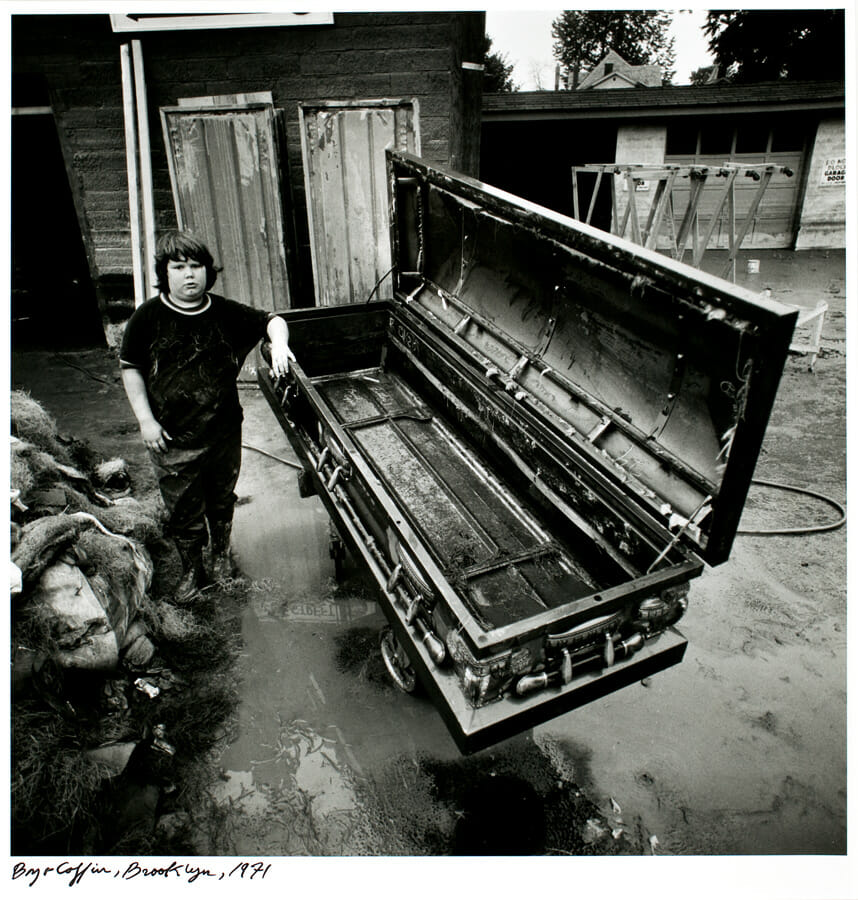 Boy and Coffin, Brooklyn. Artist: Arthur Tress. Date: 1971. Medium: gelatin silver print.