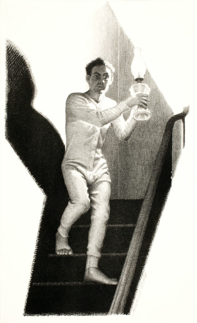 Midnight Alarm. Artist: Grant Wood. Date: 1939. Medium: lithograph.