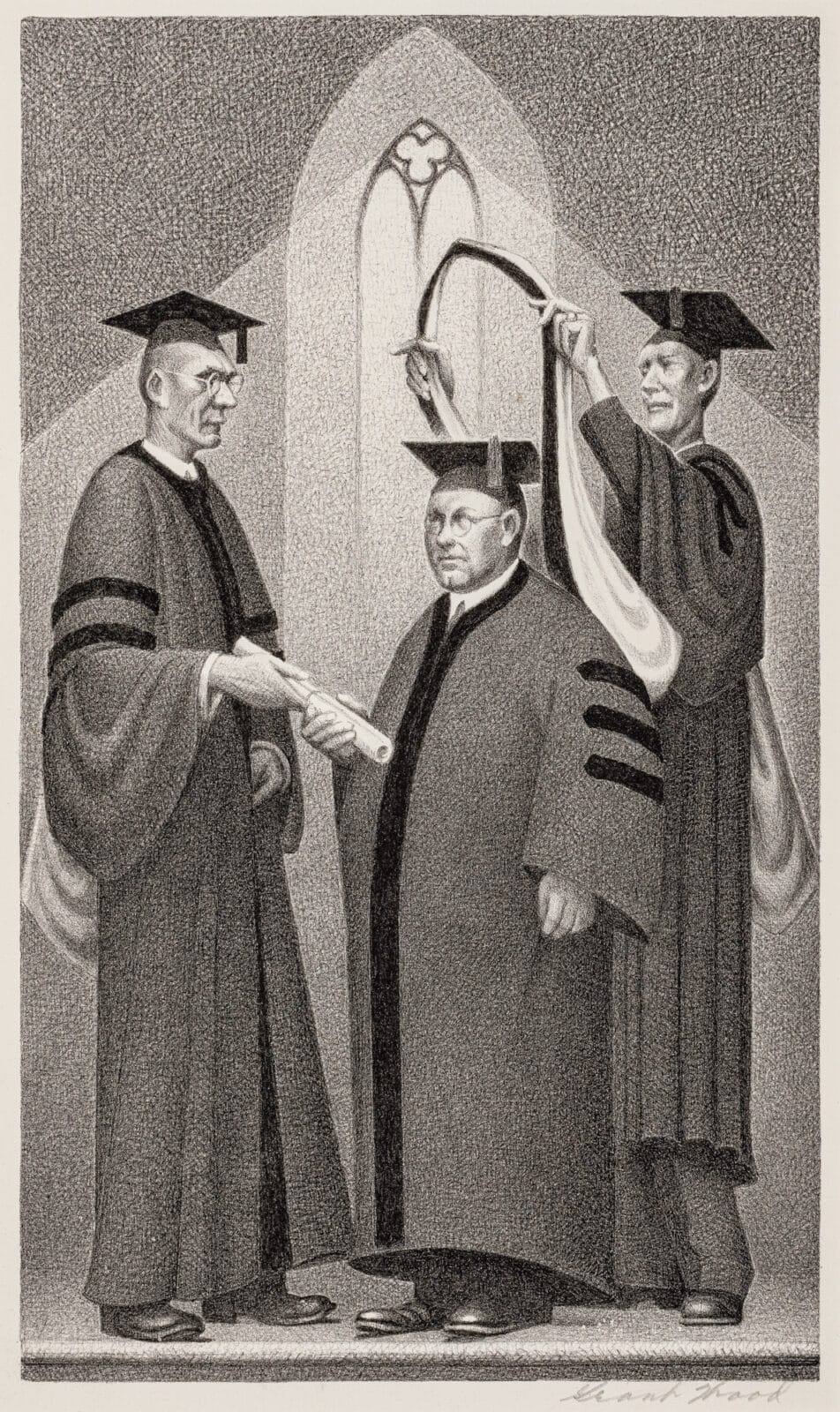 Honorary Degree. Artist: Grant Wood. Date: 1937. Medium: lithograph.
