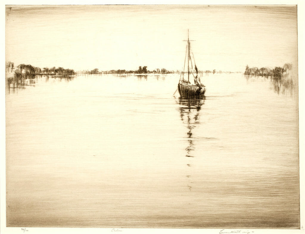 Calm. Artist: Levon West. Medium: etching.