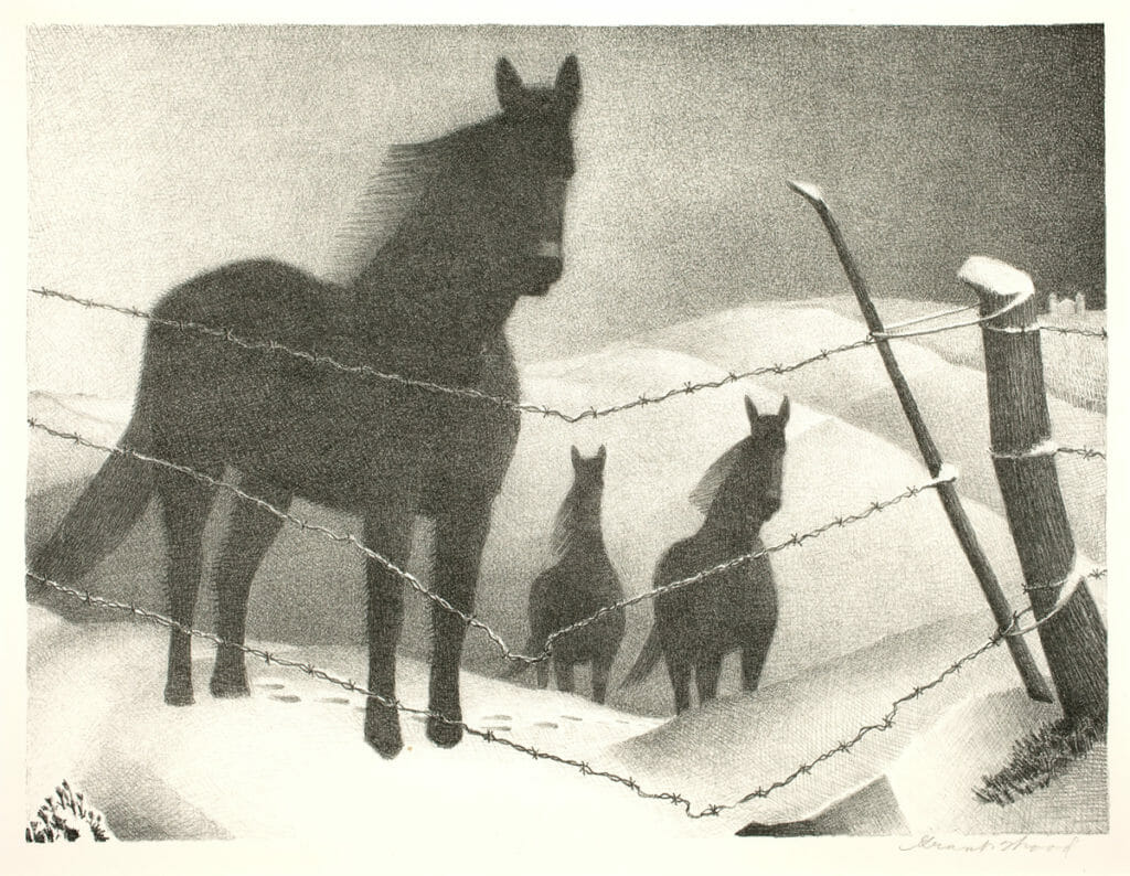 February. Artist: Grant Wood. Date: 1941. Medium: lithograph.