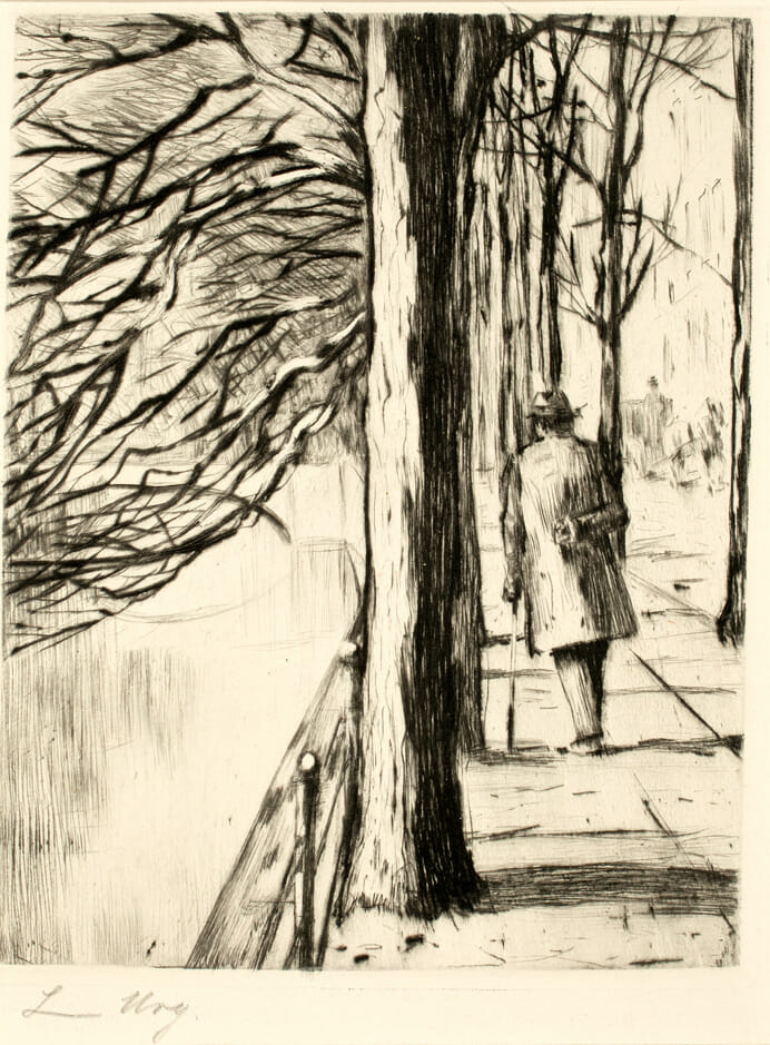 Promenade. Artist: Lesser Ury. Medium: etching.