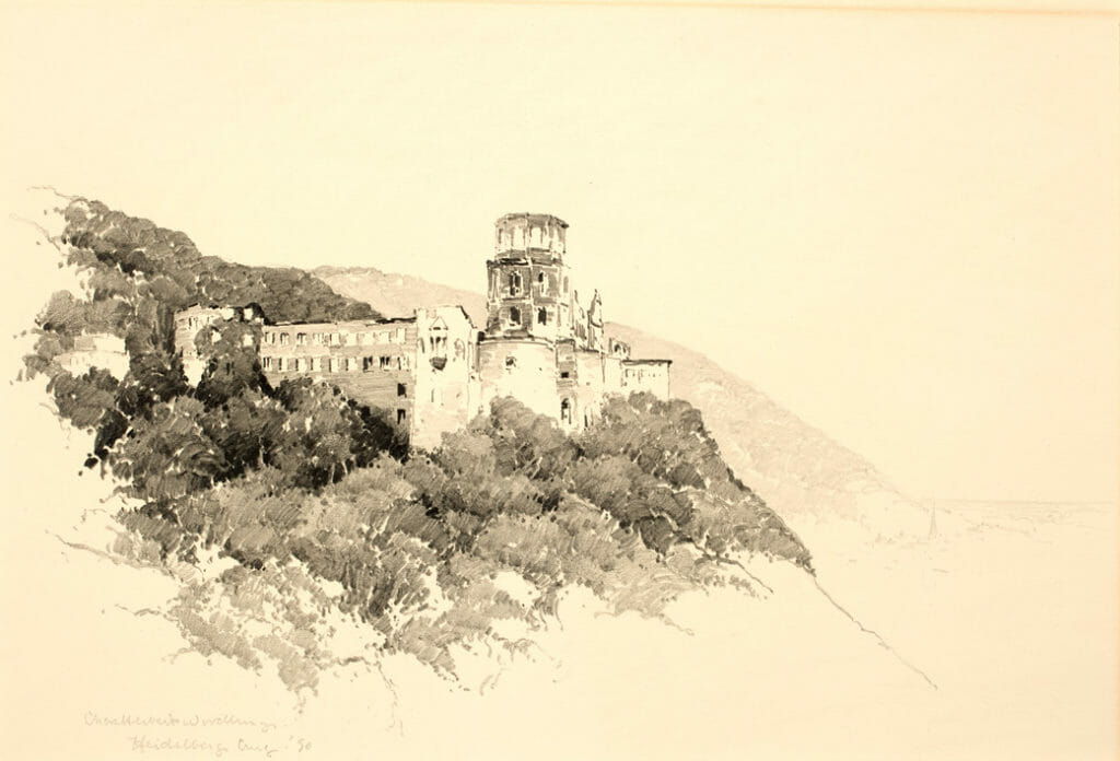 Heidelberg. Artist: Charles Herbert Woodbury. Date: 1890. Medium: pencil.