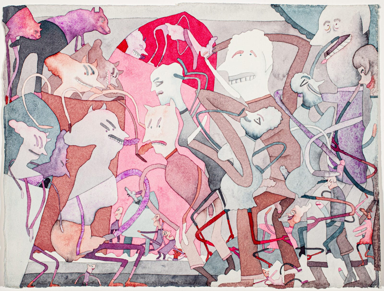 Landed Badgirls-with-horns. Artist: Gladys Nilsson. Date: 1969. Medium: watercolor on paper.