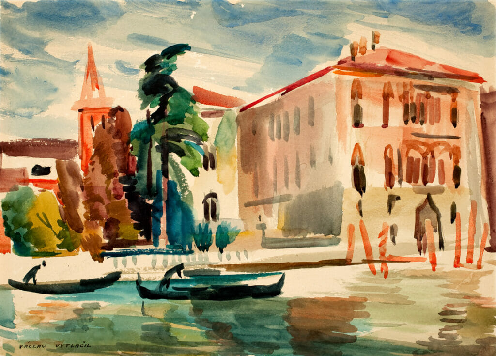 Venetian Scene. Artist: Vaclav Vytlacil. Medium: watercolor.