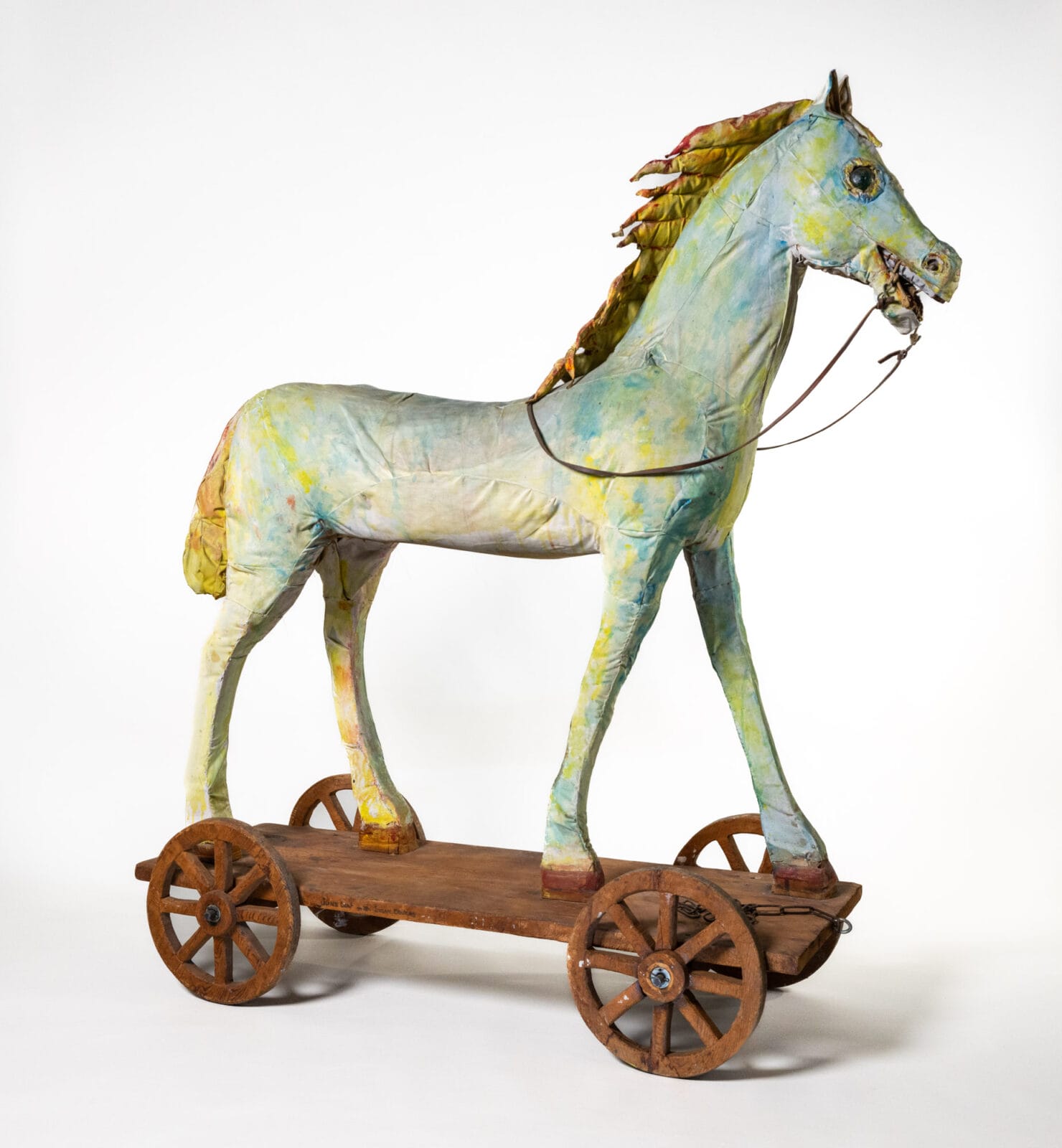 The Horse. Artist: June Leaf. Date: 1967. Medium: cloth and wood, painted with metal trim.