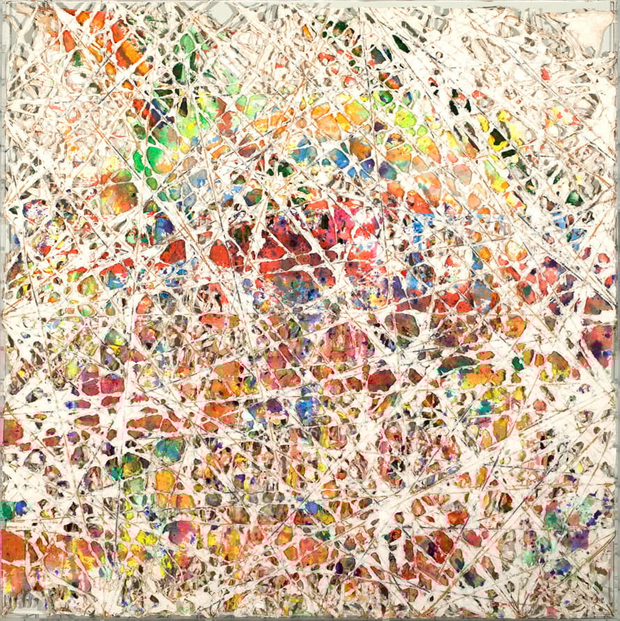 DeForest Concerto for Strings. Artist: William Weege. Date: 1978. Medium: construction of four layers of paper mesh with hand painting.