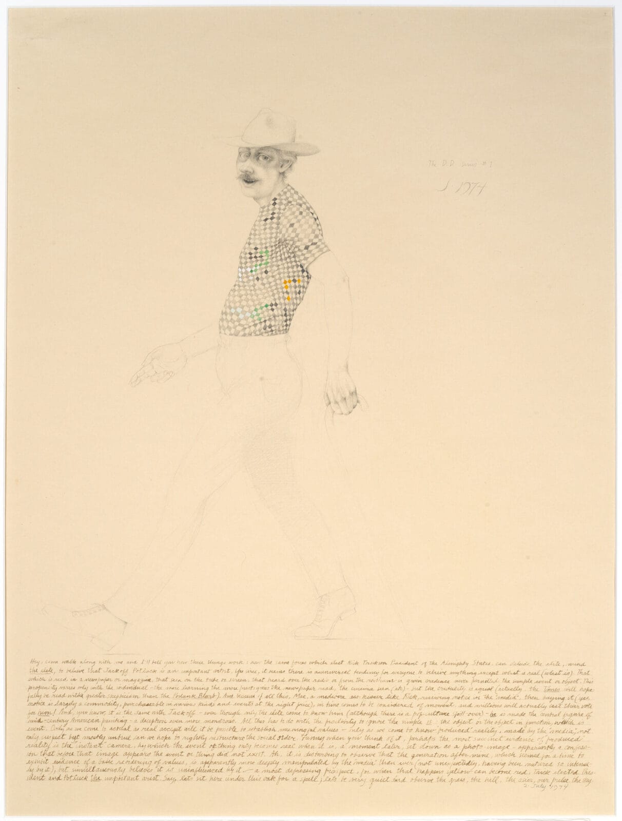The D.D. Series #1: Taking a Walk. Artist: John Wilde. Date: 1974. Medium: pencil with watercolor and ink.