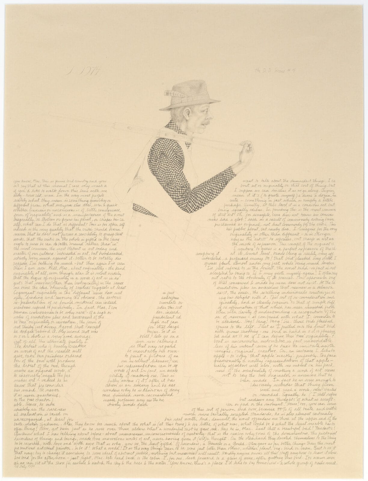 The D. D. Series #4: Grouse Hunting. Artist: John Wilde. Date: 1974. Medium: pencil on paper.