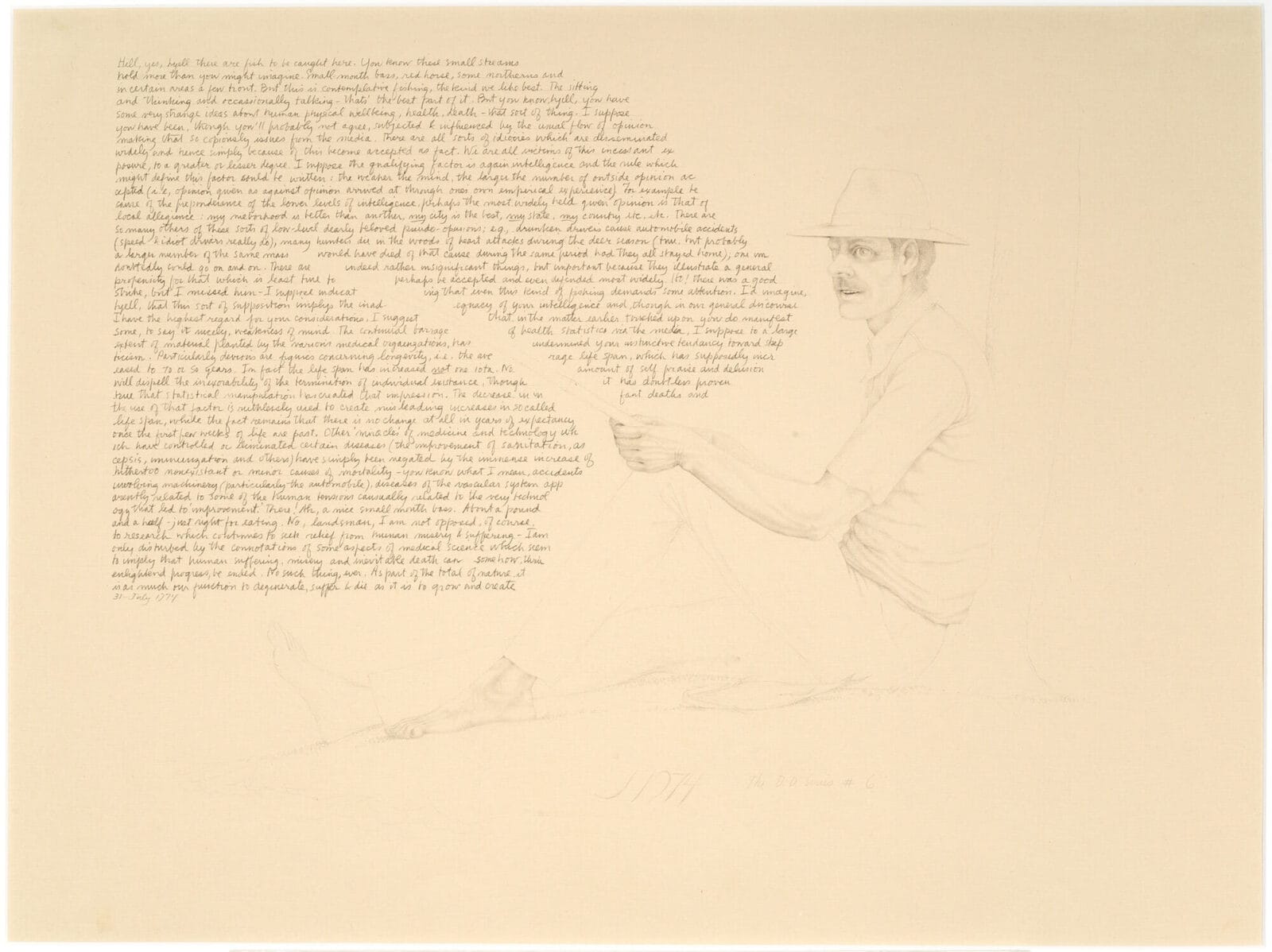 The D. D. Series #6: Fishing. Artist: John Wilde. Date: 1974. Medium: pencil on paper.
