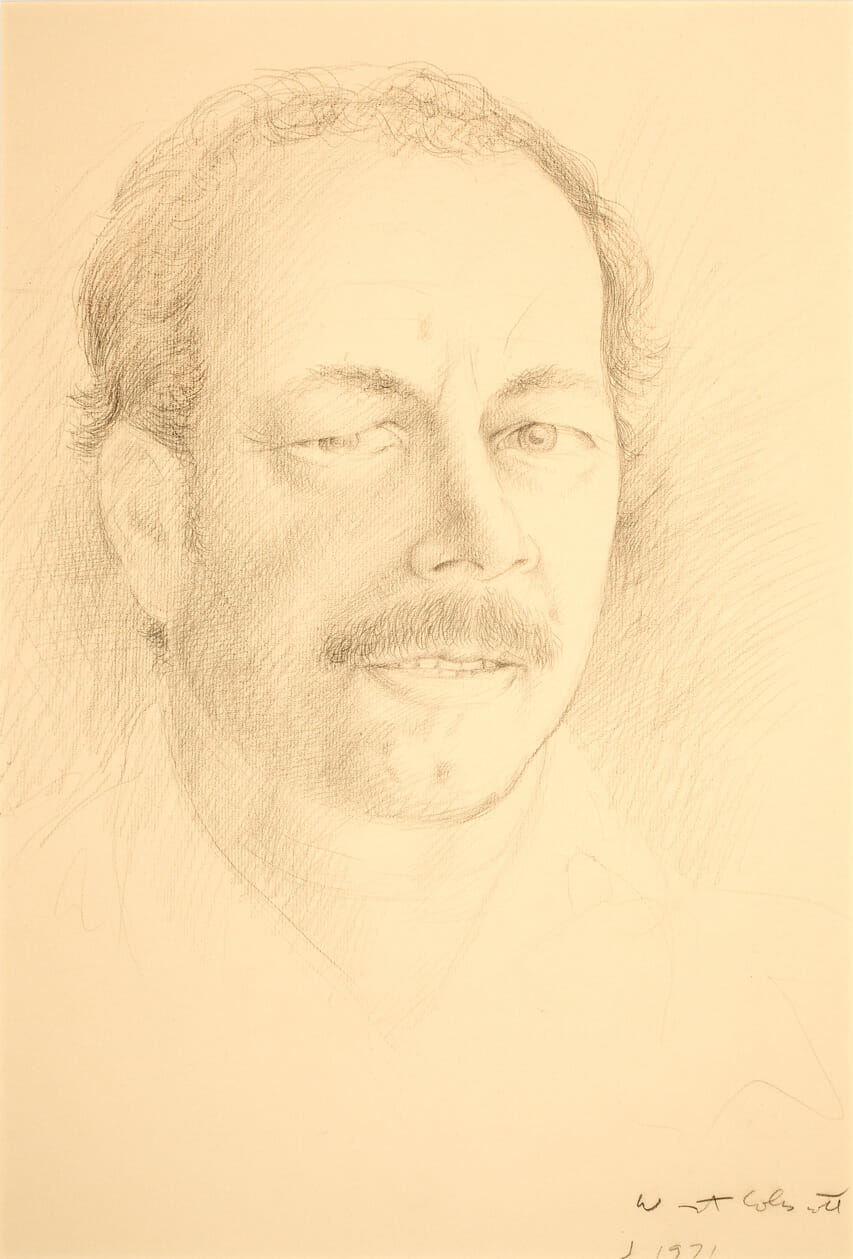 Portrait of Warrington Colescott. Artist: John Wilde. Date: 1971. Medium: charcoal on paper.