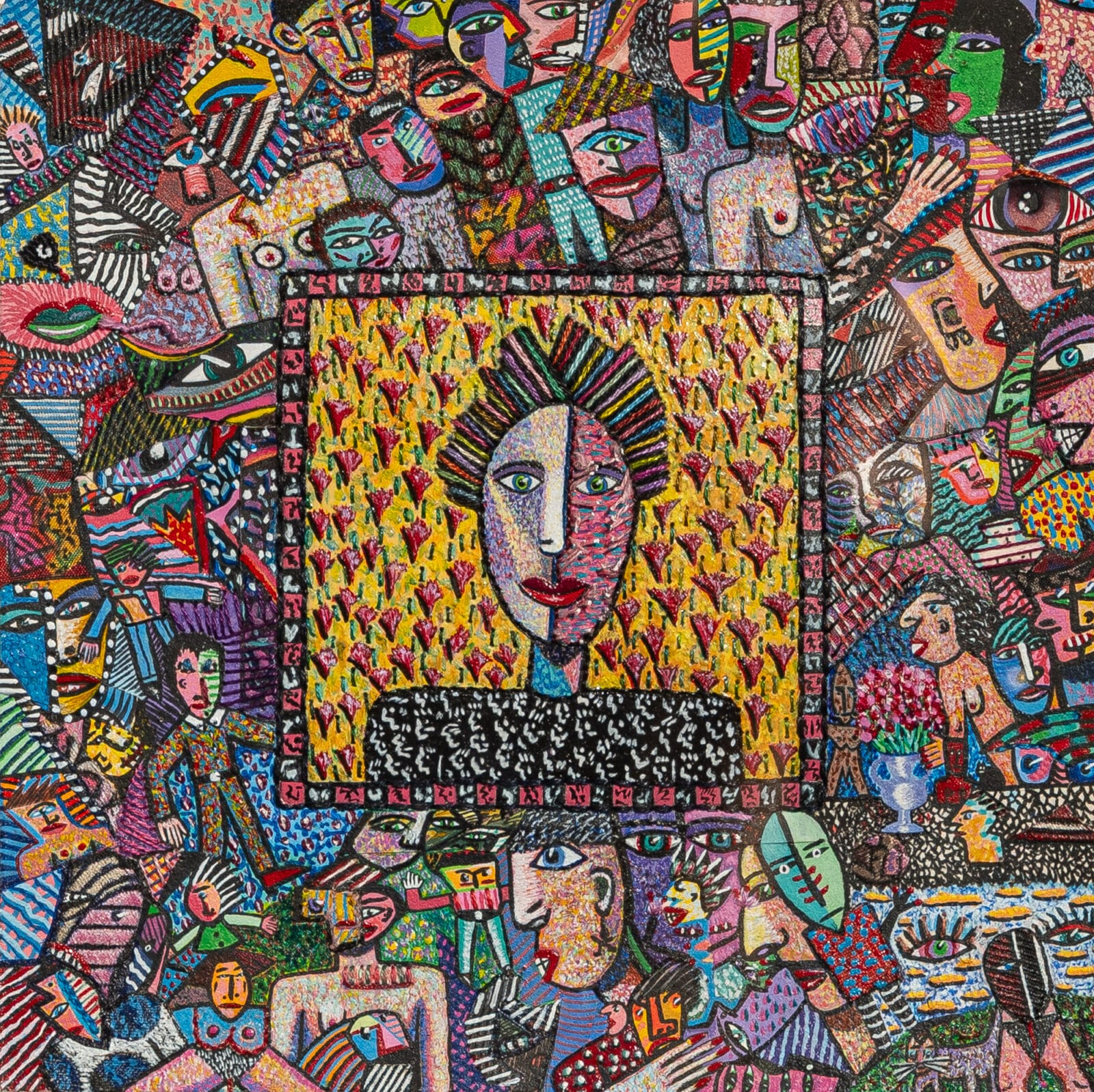 Self-Portrait #3. Artist: Mary Bero. Date: 1985. Medium: collage with paper and acrylic thread.