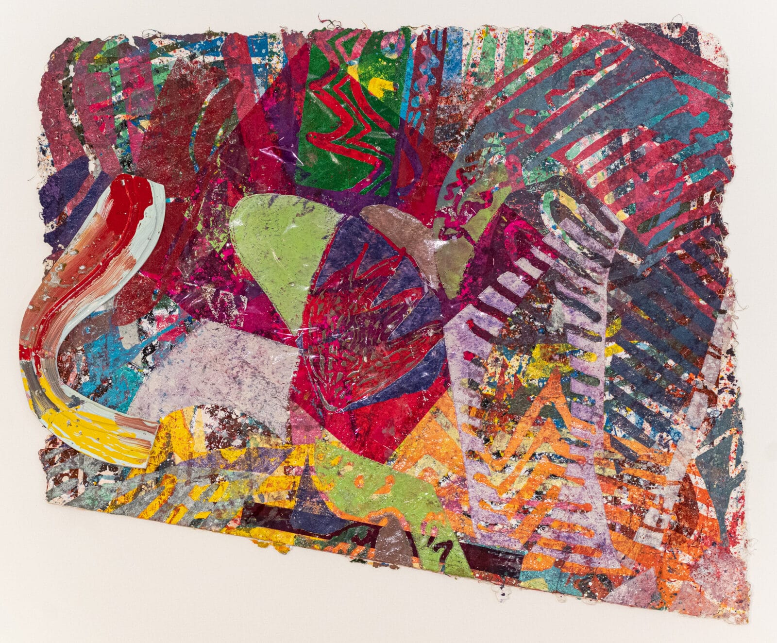 Butterfly Days. Artist: Sam Gilliam. Date: 1986. Medium: printed acetate and painted wood on printed, handmade couched paper w/ string embedded.