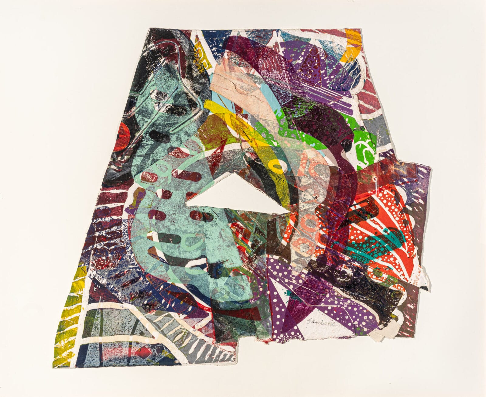Purple Antelope Space Squeeze. Artist: Sam Gilliam. Date: 1987. Medium: relief, etching, aquatint, collograph, and hand-painted collage on hand painted paper with embossing.