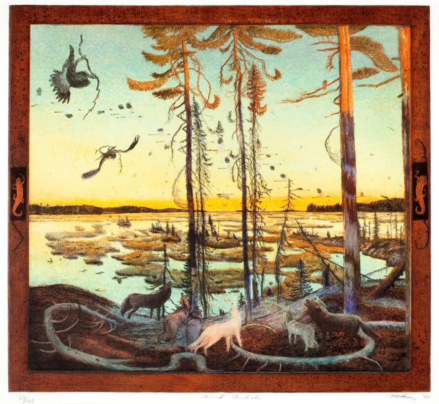 Nind Andaki. Artist: Tom Uttech. Date: 2001. Medium: etching.