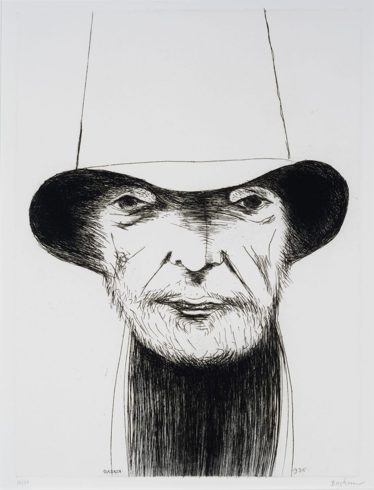 Northwest Self-Portrait. Artist: Leonard Baskin. Date: 1996. Medium: etching on paper.