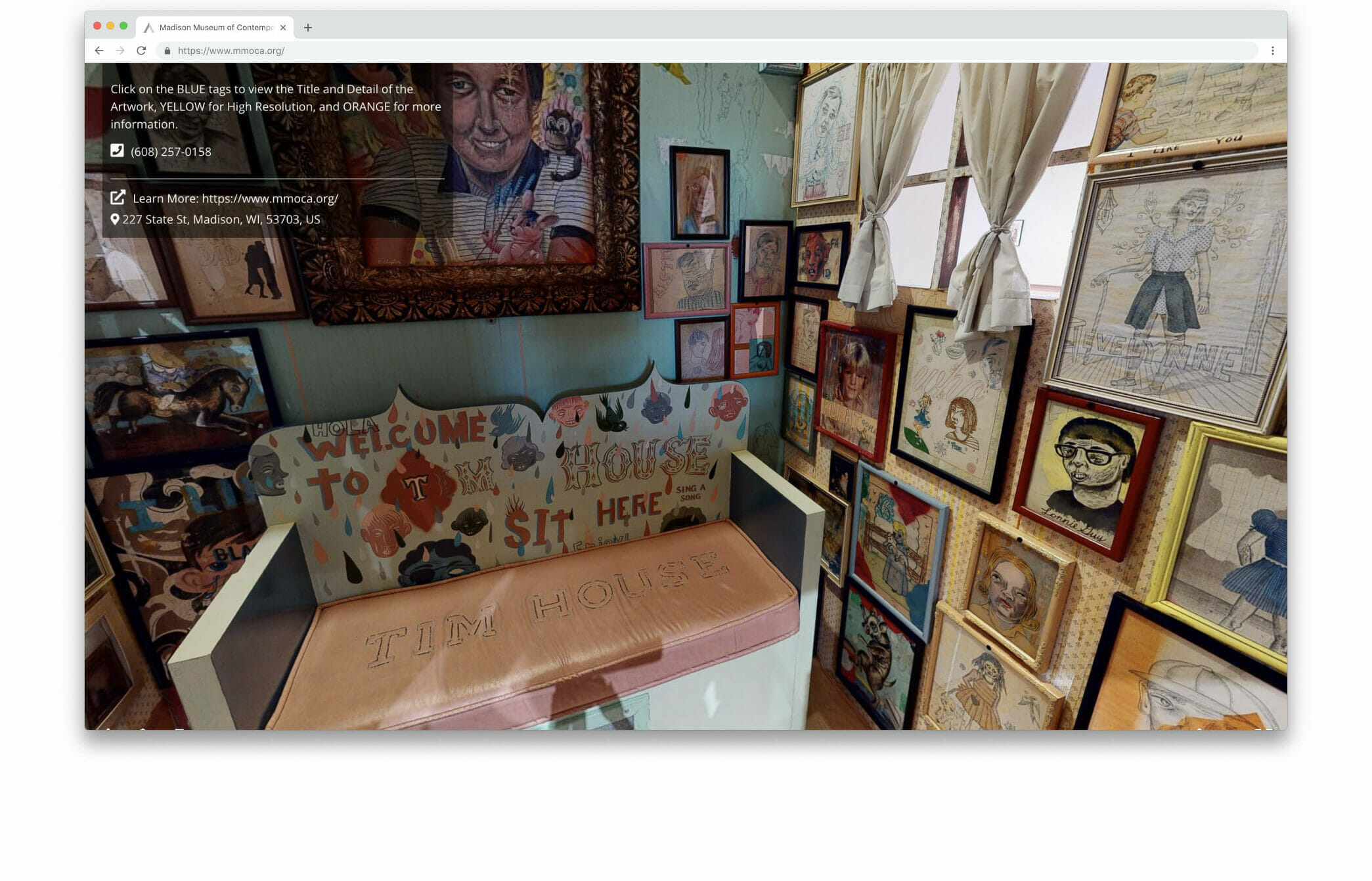 browser window showing a virtual tour of an exhibition