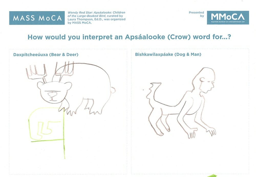 Hybrid drawing of a bear and deer and a dog and man