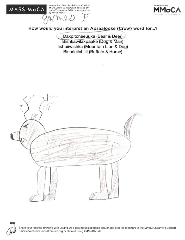 hybrid drawing of a bear and deer