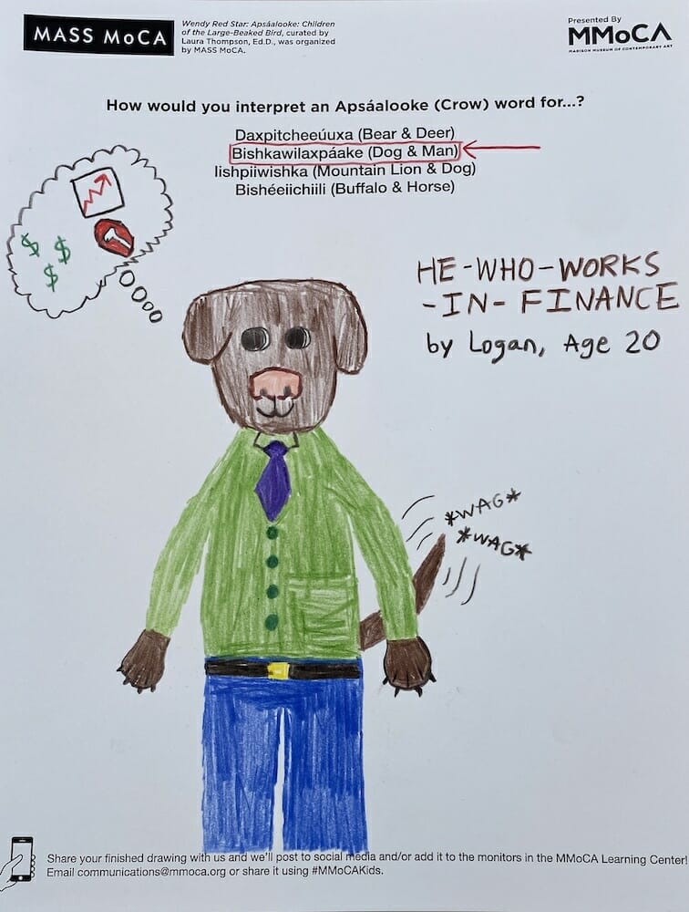hybrid drawing of a dog and man
