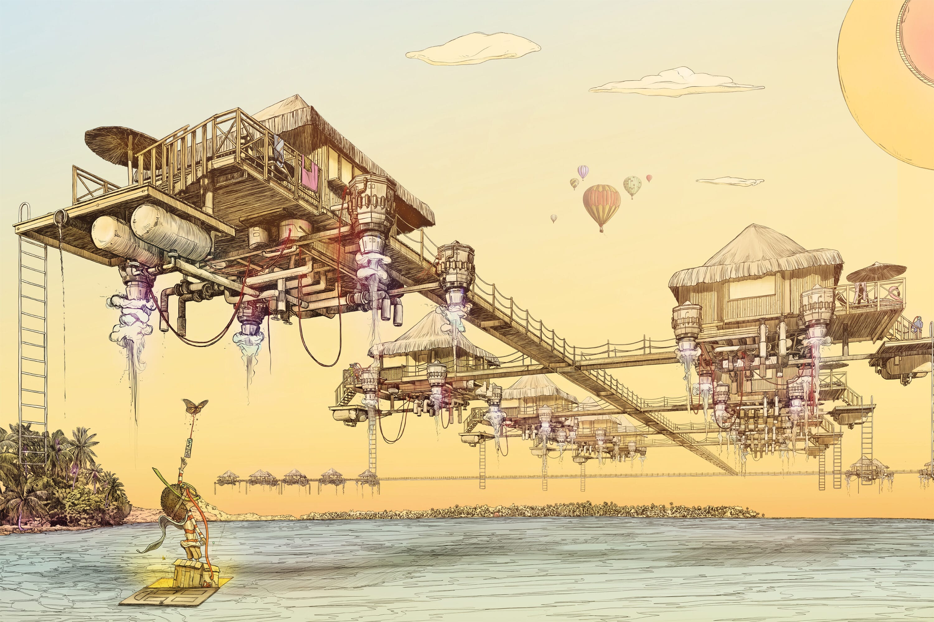 a floating structure over water