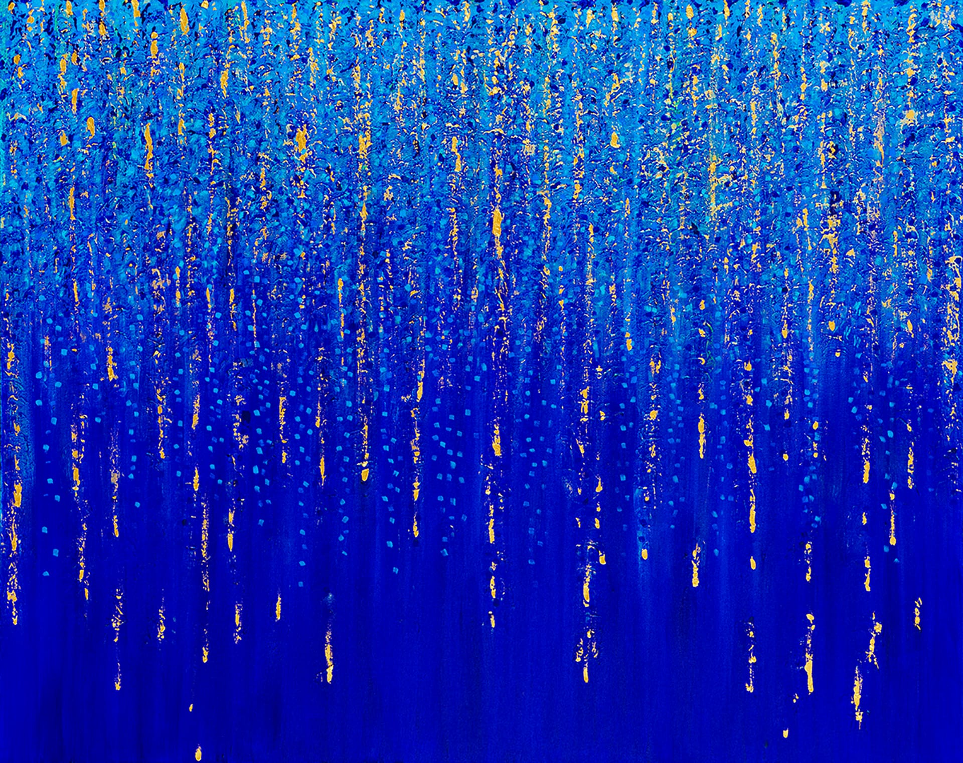 Abstract painting of blue and lavender.