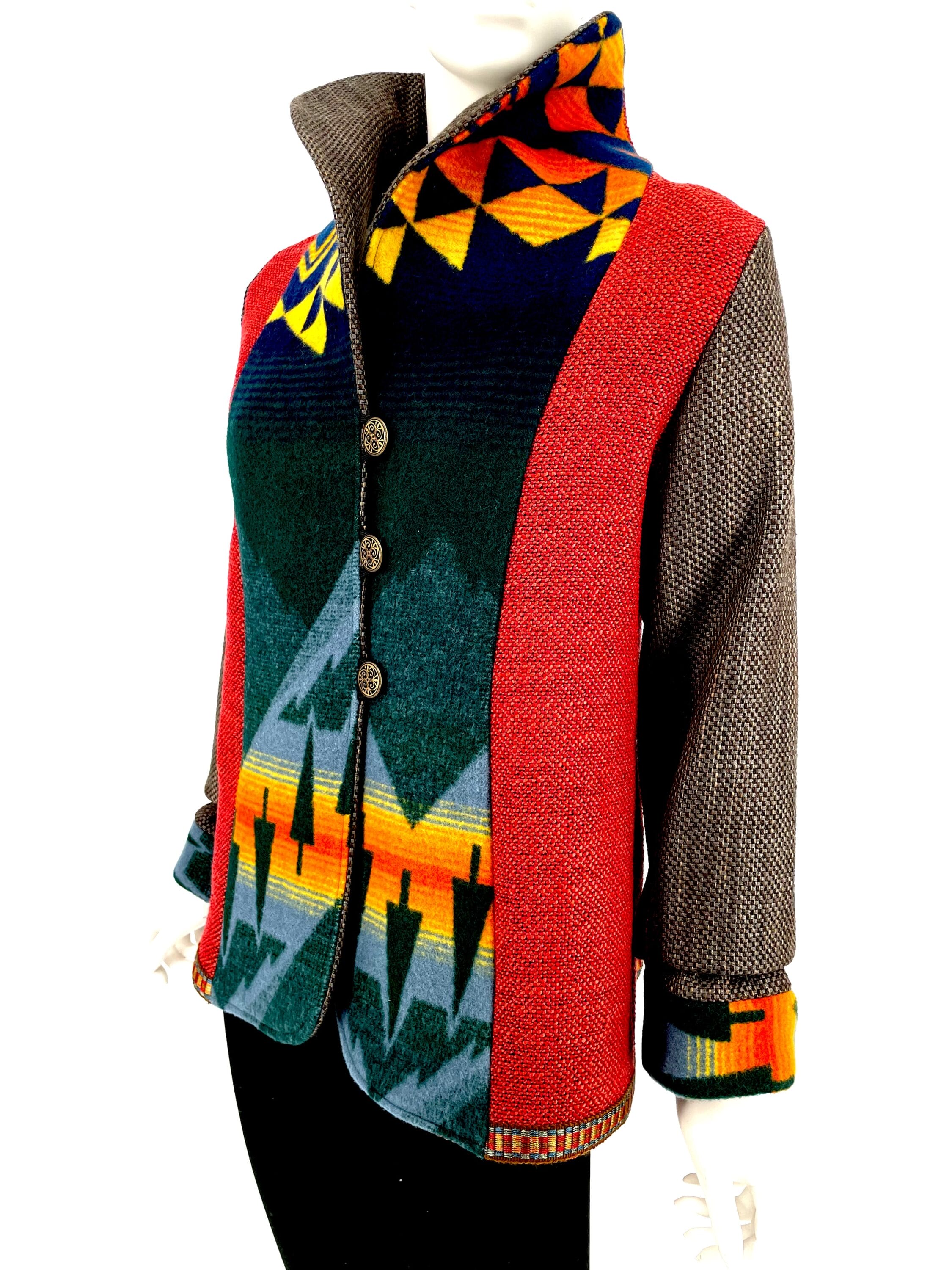 a jacket made from a repurposed wool blanket