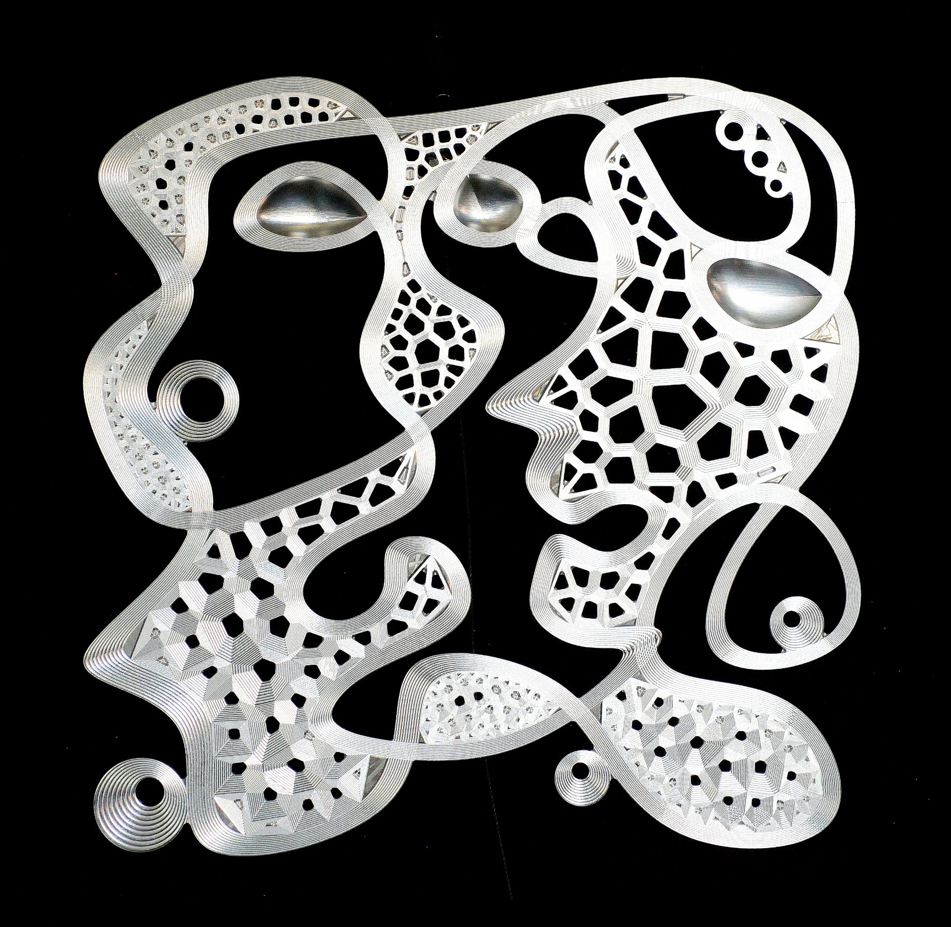 silver sculpture abstract figurative.