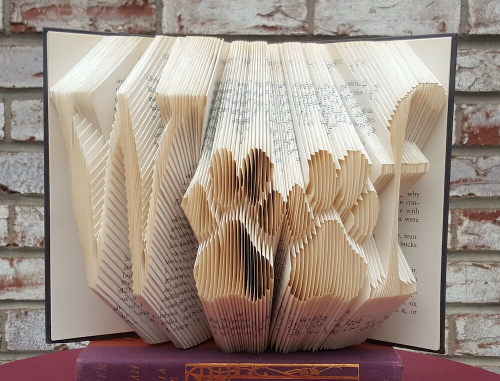 Book sculpture with the pages cut.