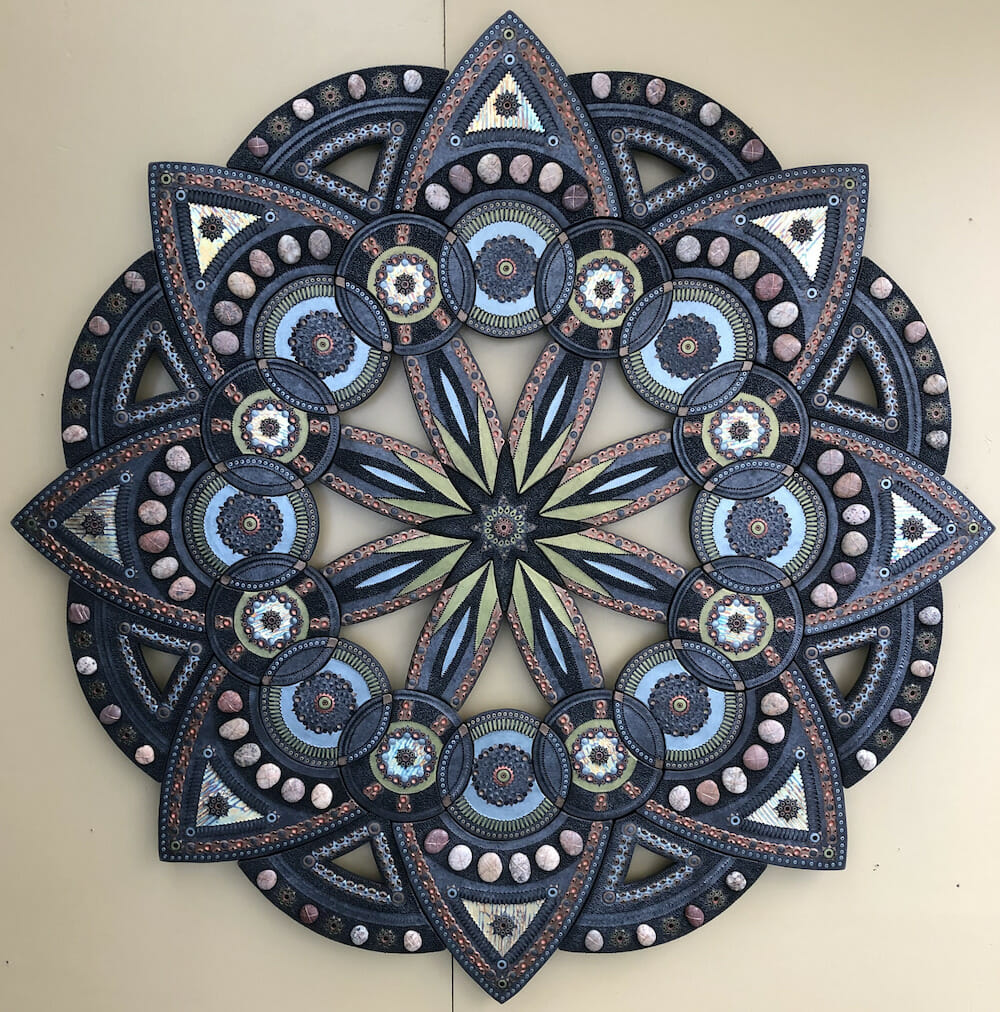 Clay circular geometric design.