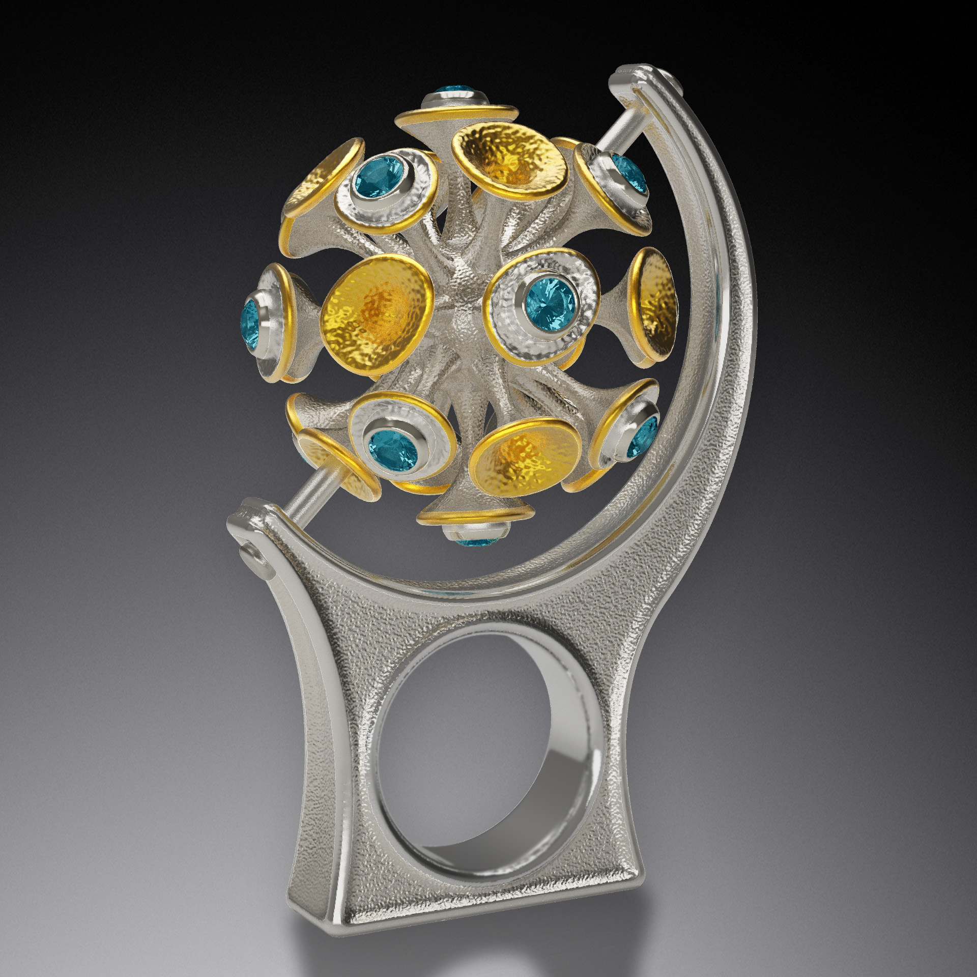 A blue and yellow gem filled orb suspended in air.
