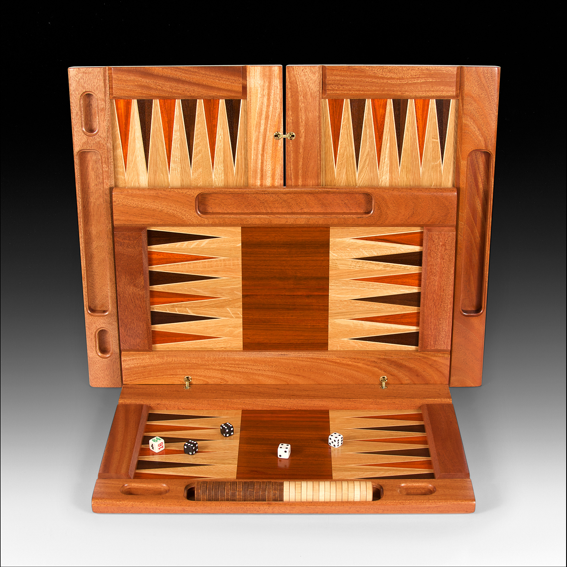 A wooden board game.