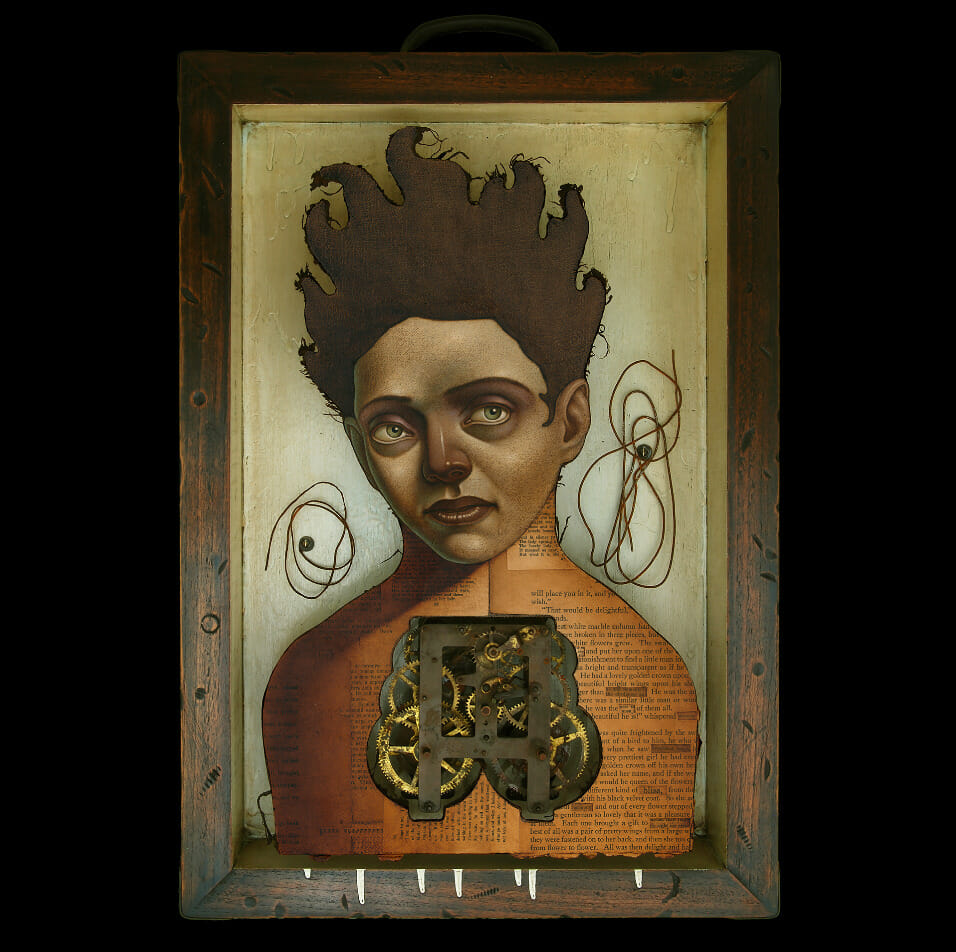 Mixed media portrait drawing.