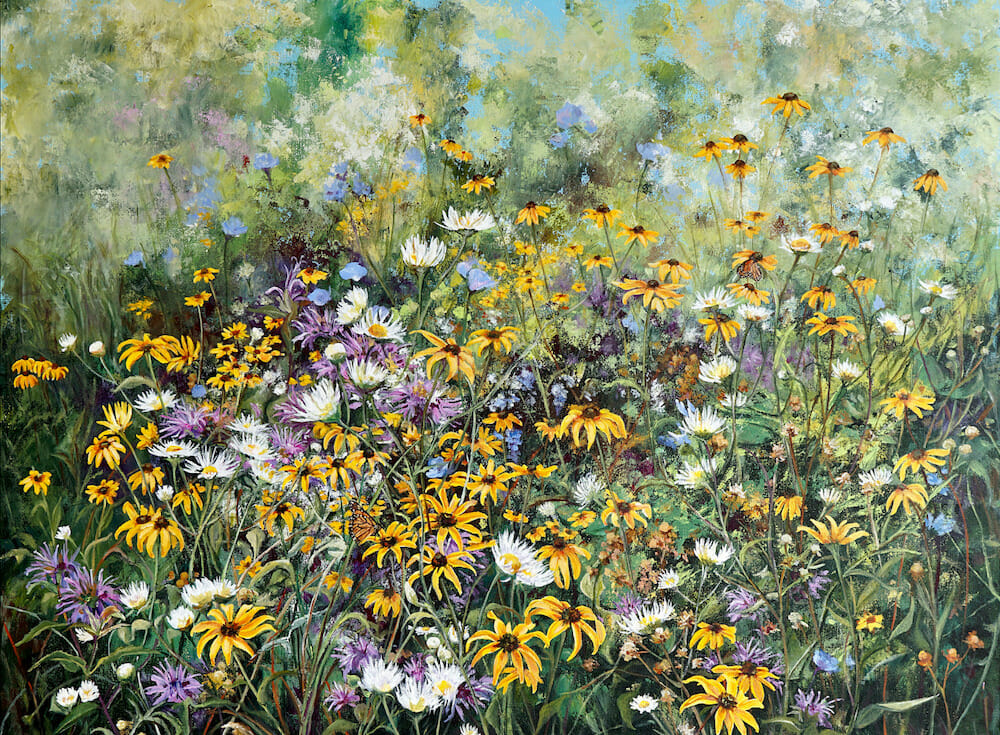 Painting of a field of flowers.