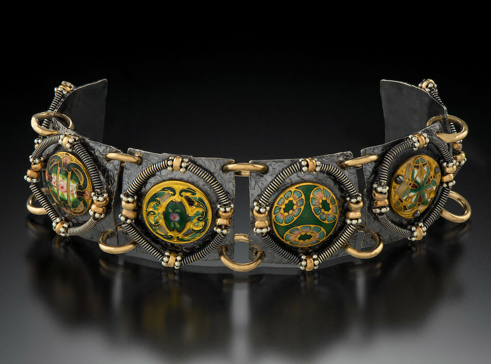 Bracelet with French enamel buttons.
