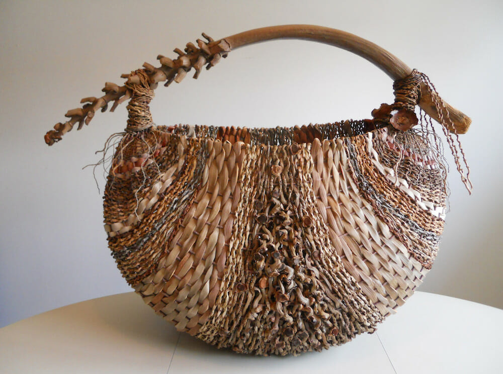 Handwoven sculptural basket.