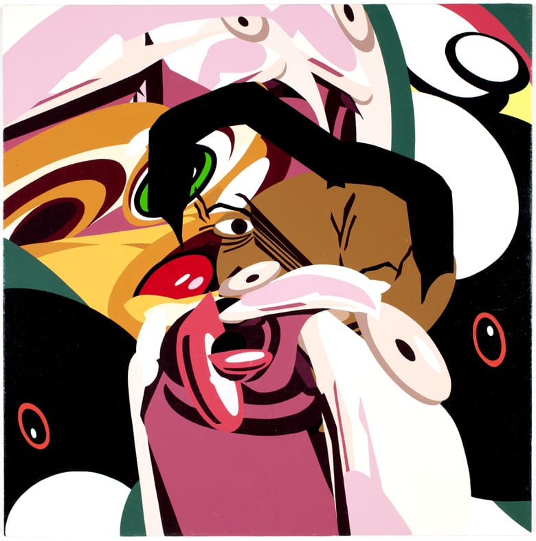 Sweat Daddy Drool Fish Bird Portrait. Artist: Chris Finley. Date: 1999. Medium: sign enamel on canvas over wood.