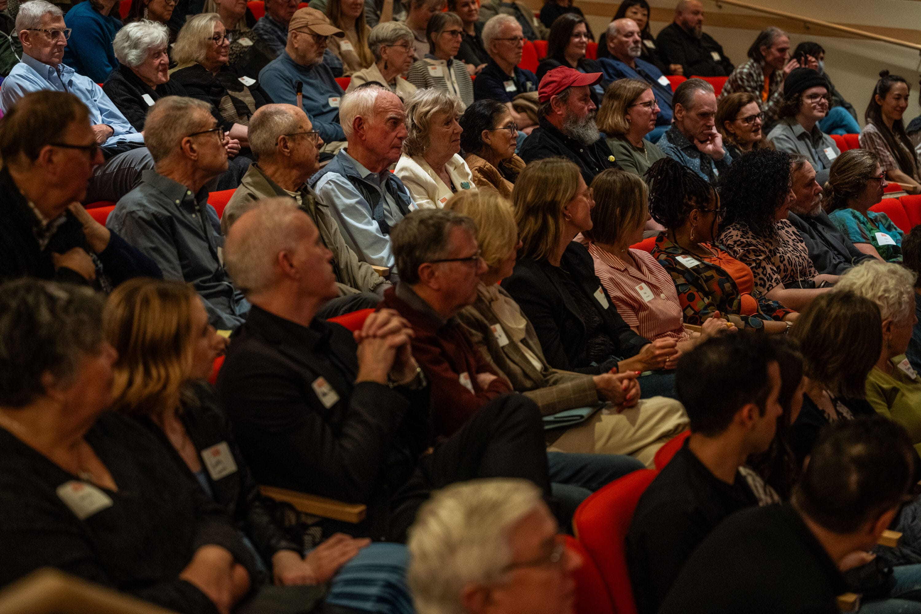 A seated audience.