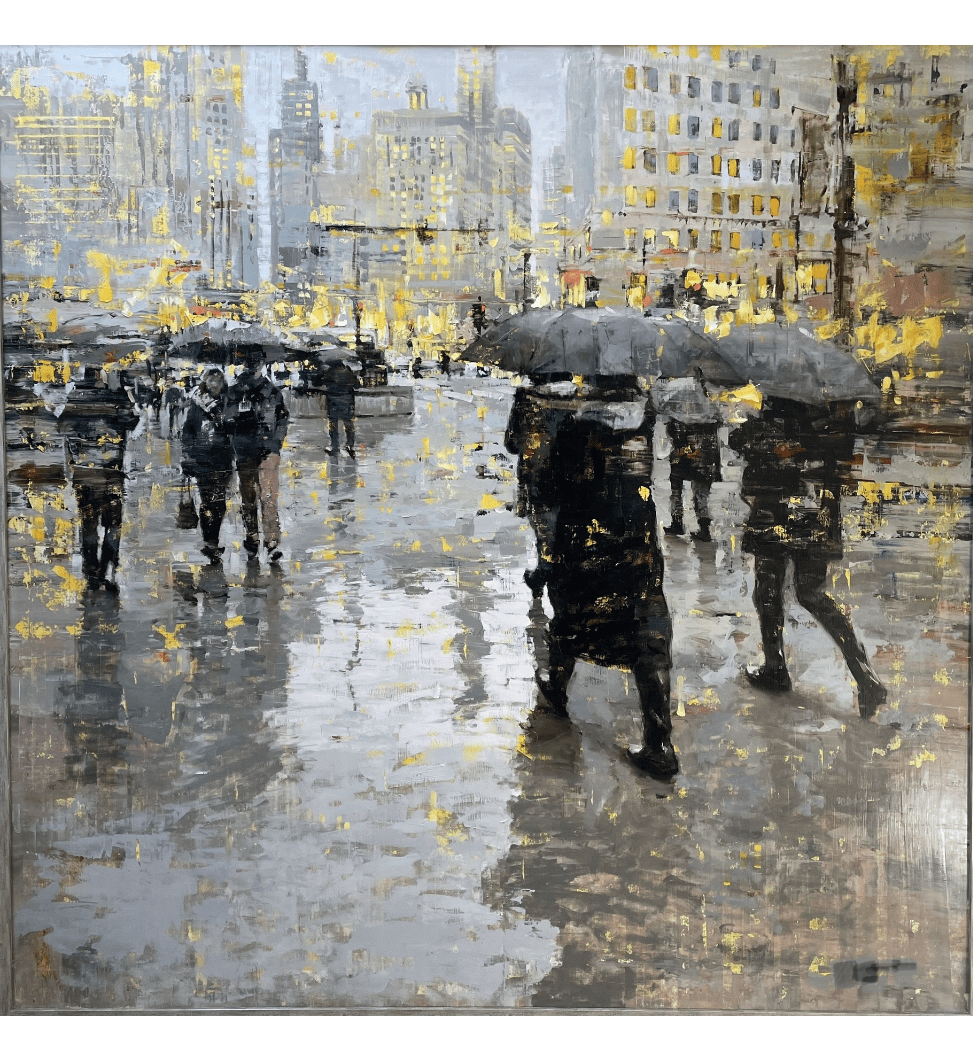 Rainy Day Paris scene painting.
